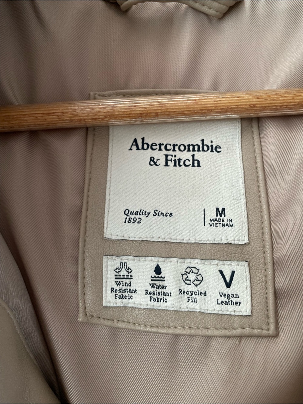 Abercrombie & Fitch Light Beige Puffer Jacket with High Collar - Picture 5 of 8